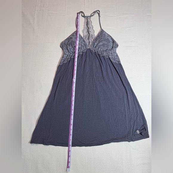 Victoria's Secret Grey Lace Modal Chemise Babydoll Nightgown Slip Dress Medium - Picture 7 of 9